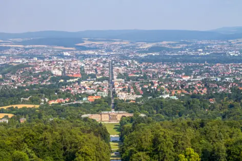 Kassel von oben von der Wilhelmshöhe aus.