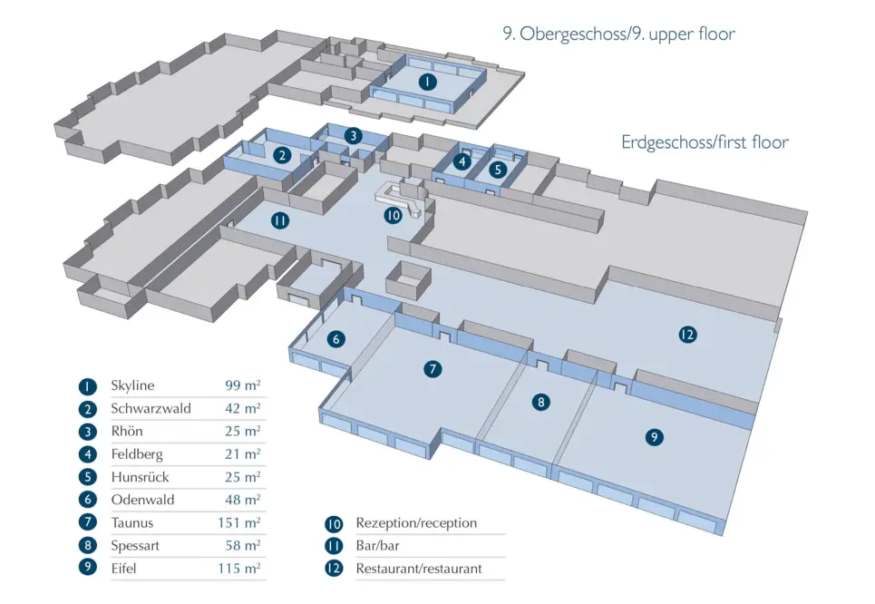 Grundriss der Tagungsräume des H4 Hotel Frankfurt Messe