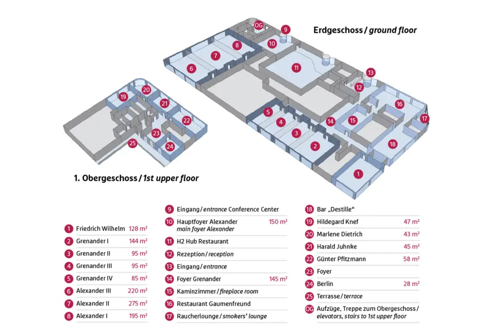 Raumplan des Tagungsbereichs im H4 Hotel Berlin Alexanderplatz