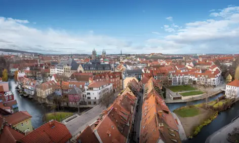 Aussicht über Erfurt von der Ägidienkirche an der Krämerbrücke