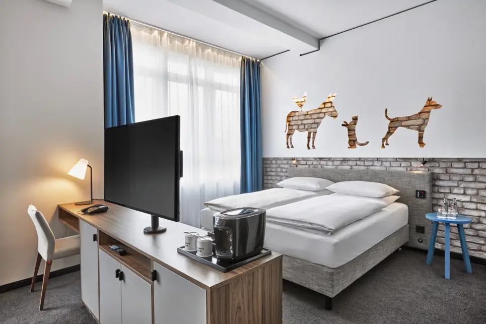 Modern hotel room at the H+ Hotel Bremen